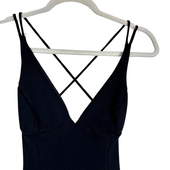 Lulus Little Black Dress‎ V Neck Back Cross Straps Bodycon Large - Picture 4 of 15